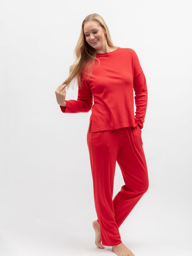 Cyberjammies Red Slouch Ribbed Jersey Pyjamas Set - Image 1 of 3