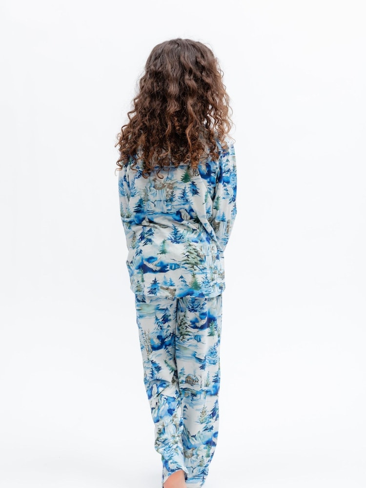 Blå vinterlandskap - Cyberjammies Tryckt Långärmat Pyjamas Set - Bild 3 av 3