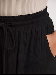 Simply Be Crinkle Tie Waist Wide Leg Black Culottes - Image 4 of 4