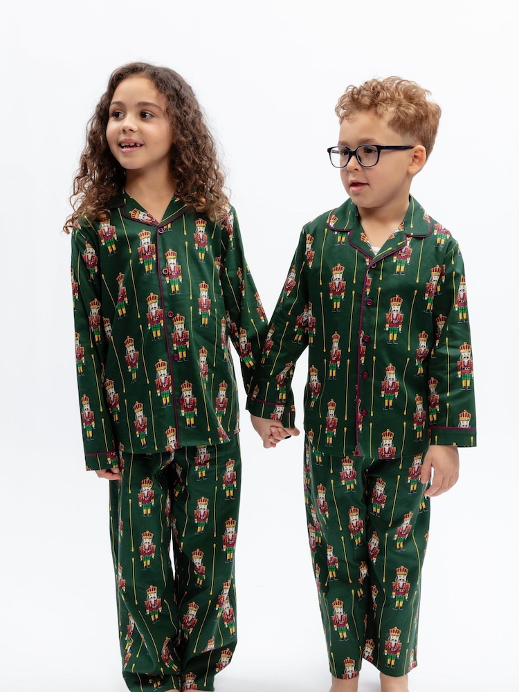 Cyberjammies Green Nutcracker Printed Long Sleeve Pyjamas Set - Image 2 of 3 Cyberjammies Green Nutcracker Printed Long Sleeve Pyjamas Set - Image 2 of 3