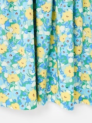 Oliver Bonas Blue/Yellow Floral V-Neck Puff Sleeve Midi Dress - Image 7 of 7