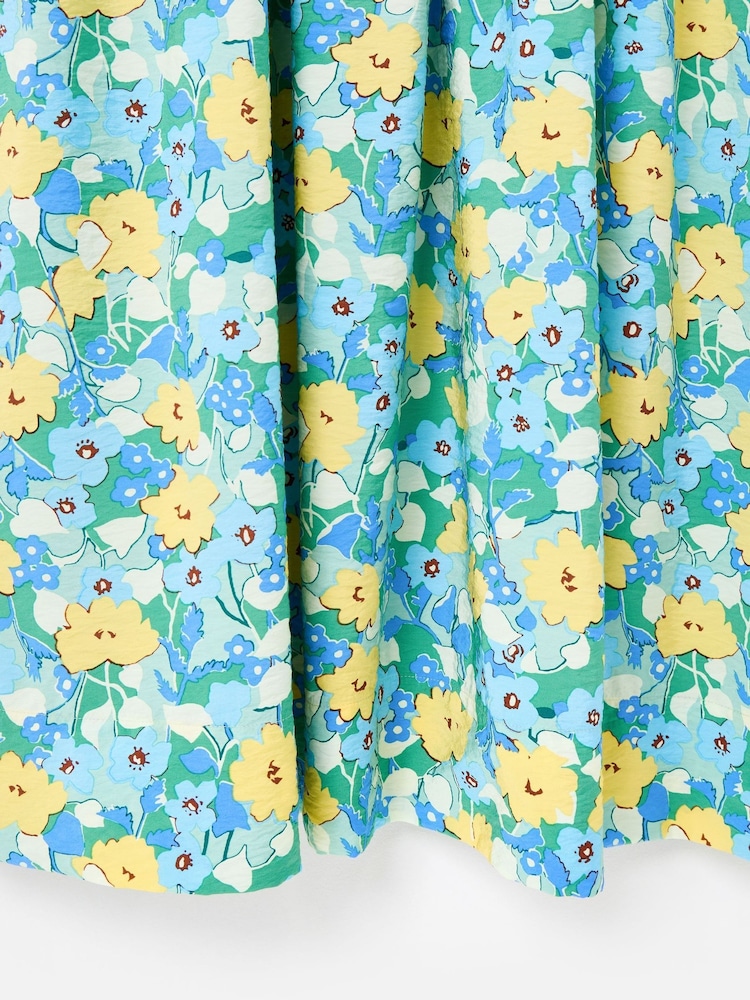 Oliver Bonas Blue/Yellow Floral V-Neck Puff Sleeve Midi Dress - Image 7 of 7 Oliver Bonas Blue/Yellow Floral V-Neck Puff Sleeve Midi Dress - Image 7 of 7