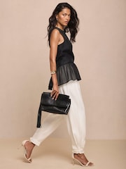 Mint Velvet White Tailored Balloon Trousers - Image 1 of 7