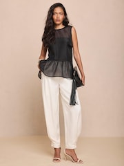 Mint Velvet White Tailored Balloon Trousers - Image 2 of 7