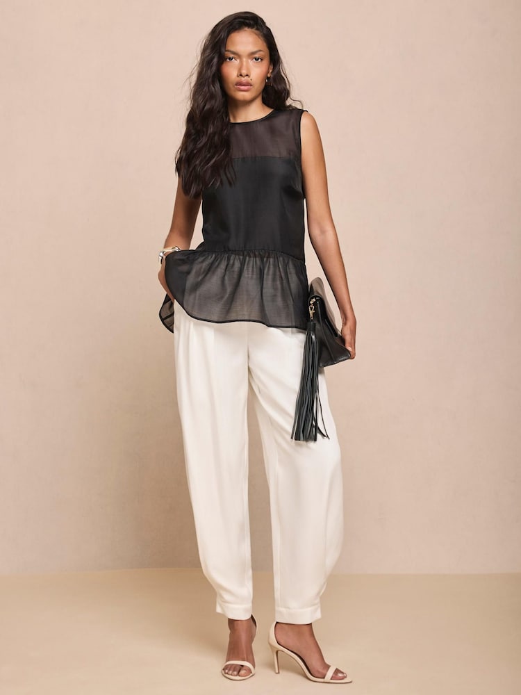 Mint Velvet White Tailored Balloon Trousers - Image 2 of 7