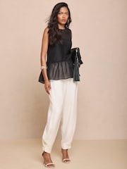 Mint Velvet White Tailored Balloon Trousers - Image 4 of 7
