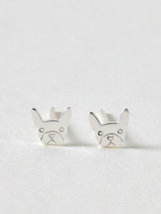 Oliver Bonas Silver Tone Lennie Bulldog Stud Earrings - Image 1 of 2