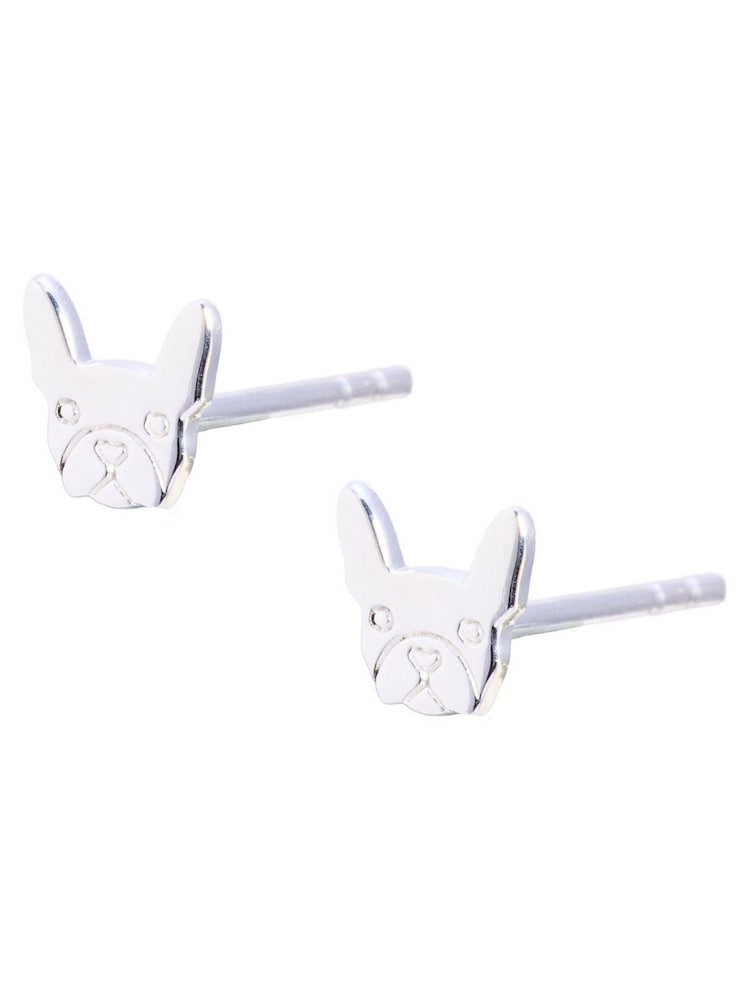 Oliver Bonas Silver Tone Lennie Bulldog Stud Earrings - Image 2 of 2 Oliver Bonas Silver Tone Lennie Bulldog Stud Earrings - Image 2 of 2