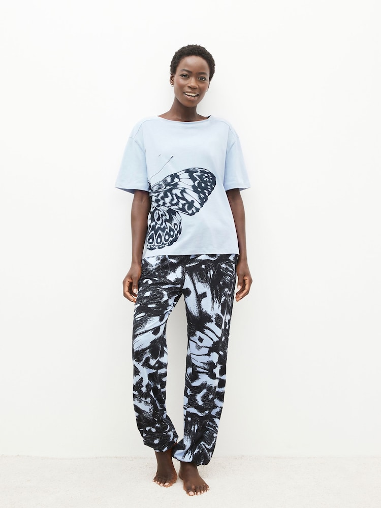 Blue Butterfly Cotton Short Sleeve Pyjamas - Image 2 of 8
