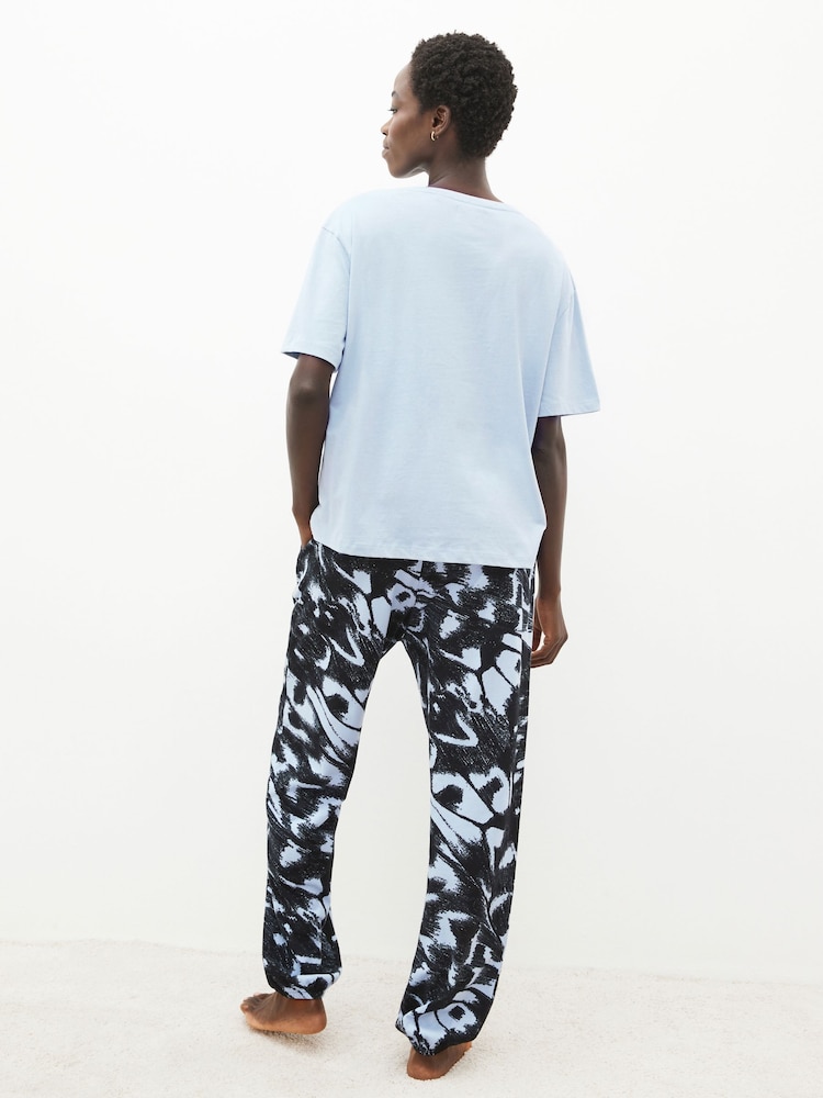 Blue Butterfly Cotton Short Sleeve Pyjamas - Image 3 of 8