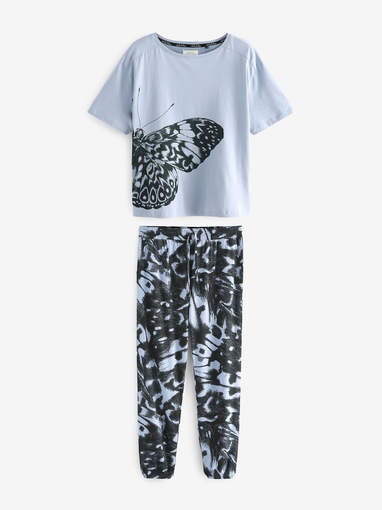 Blue Butterfly Cotton Short Sleeve Pyjamas - Image 5 of 8