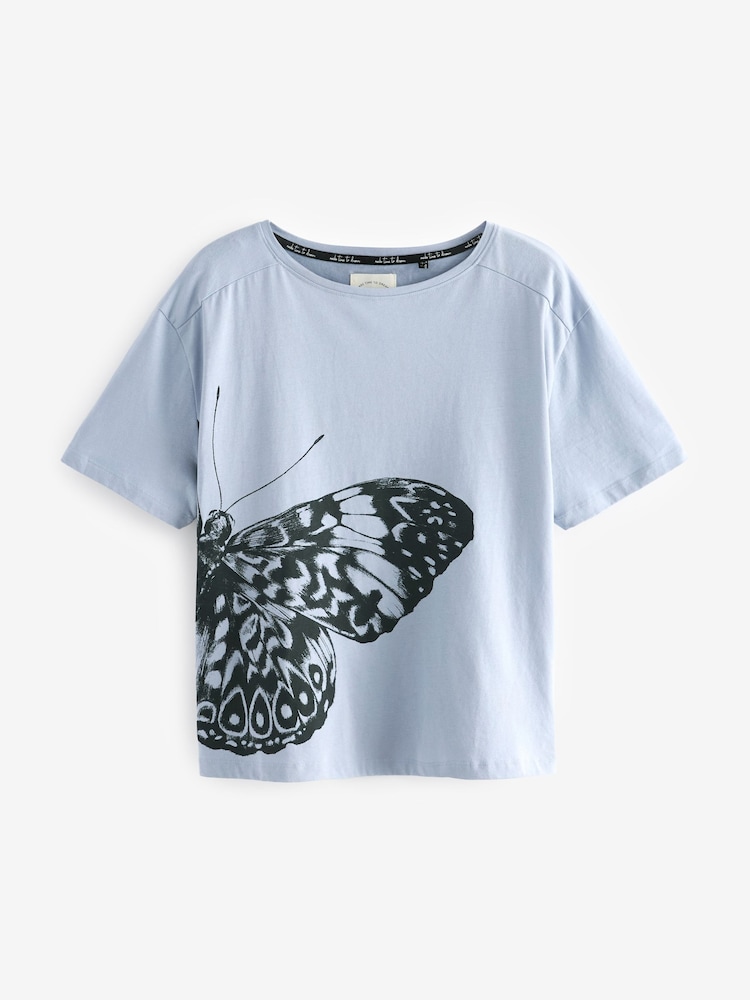 Blue Butterfly Cotton Short Sleeve Pyjamas - Image 6 of 8