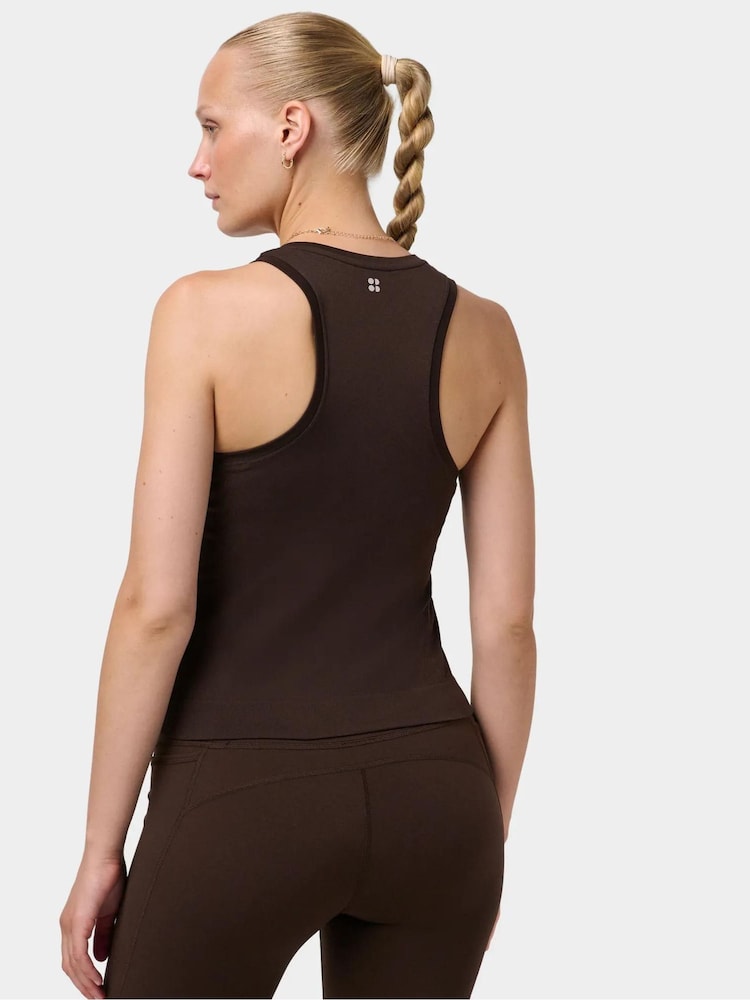 Sweaty Betty Espresso Brown Athlete Crop Seamless Workout Tank Top - Image 2 of 5 Sweaty Betty Espresso Brown Athlete Crop Seamless Workout Tank Top - Image 2 of 5