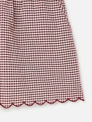 Oliver Bonas Red Burgundy Gingham Scalloped Shorts - Image 5 of 5