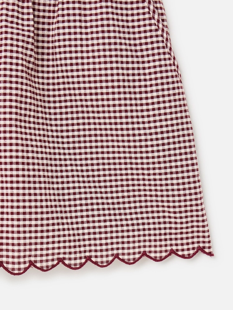 Oliver Bonas Red Burgundy Gingham Scalloped Shorts - Image 5 of 5