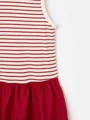 Oliver Bonas Red & Cream Striped Sleeveless Midi Dress - صورة 4 من 5