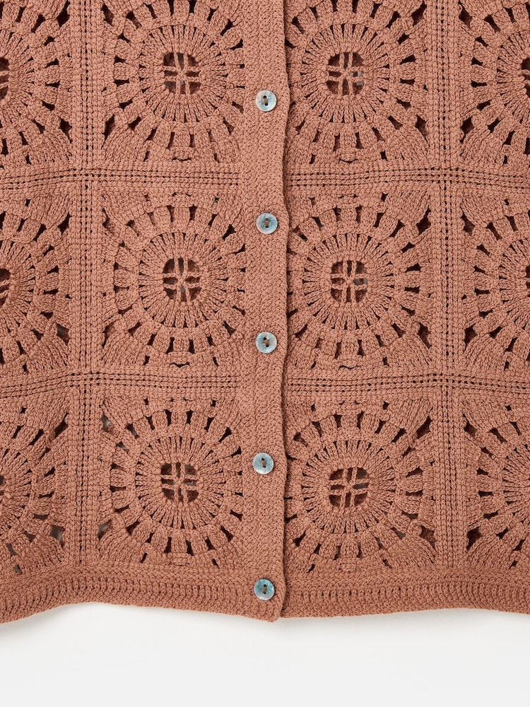 Oliver Bonas Brown Button Up Crochet Waistcoat - Image 5 of 5 Oliver Bonas Brown Button Up Crochet Waistcoat - Image 5 of 5