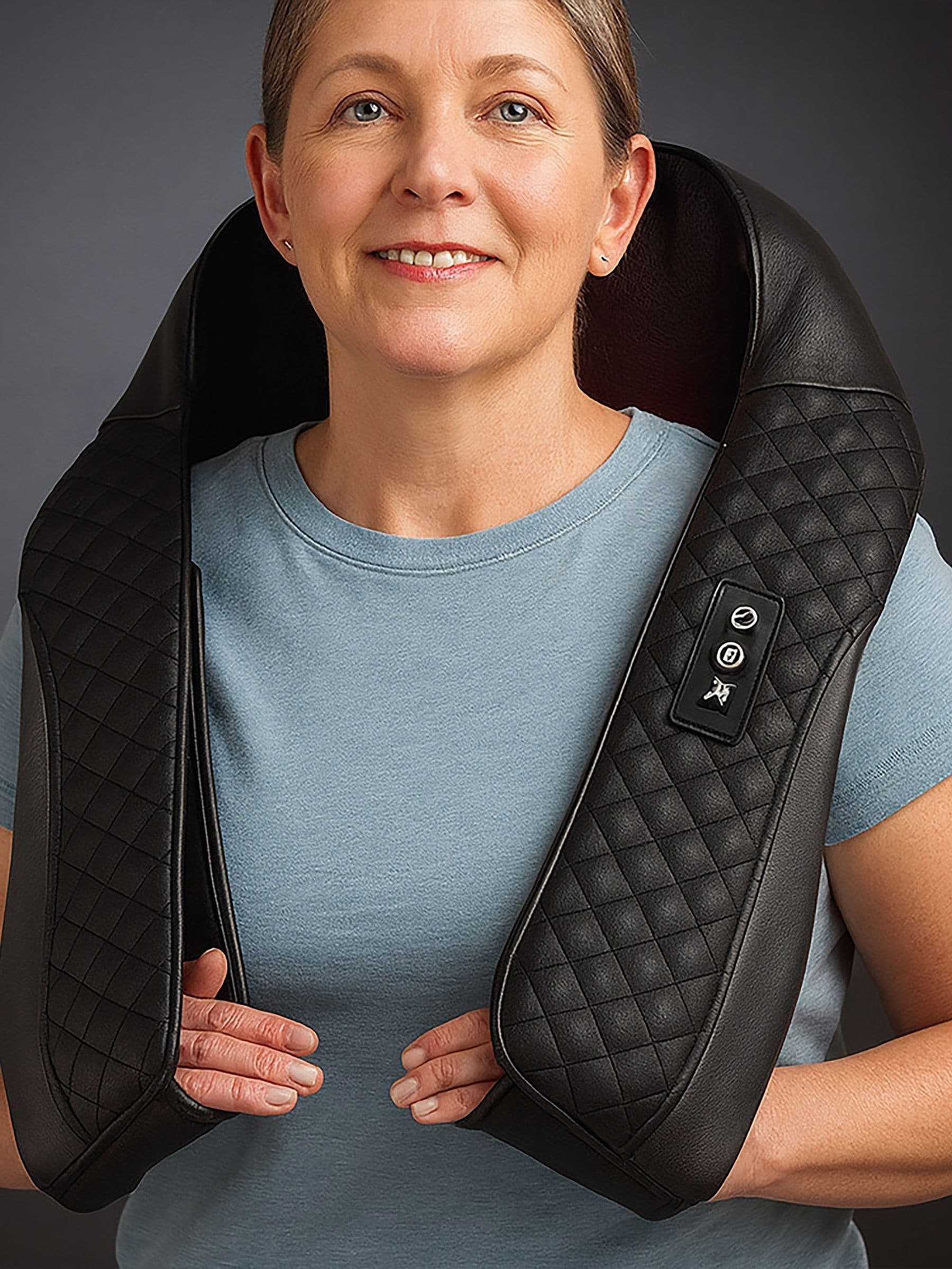 Menkind Wellbeing Back & Neck Shiatsu Massager With Arm Loops - Black - Image 2