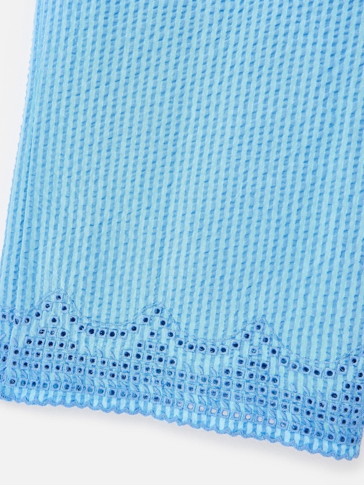 Oliver Bonas Blue Blue Striped Broderie Hem Cropped Wide Leg Trousers - Image 5 of 5 Oliver Bonas Blue Blue Striped Broderie Hem Cropped Wide Leg Trousers - Image 5 of 5