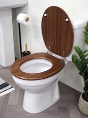 Showerdrape Brown Oxford Wooden Toilet Seat - Image 2 of 4