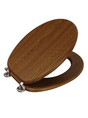 Showerdrape Brown Oxford Wooden Toilet Seat - Image 3 of 4