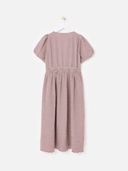 Oliver Bonas Red Gingham Button Up V-Neck Midi Dress - Image 2 of 5