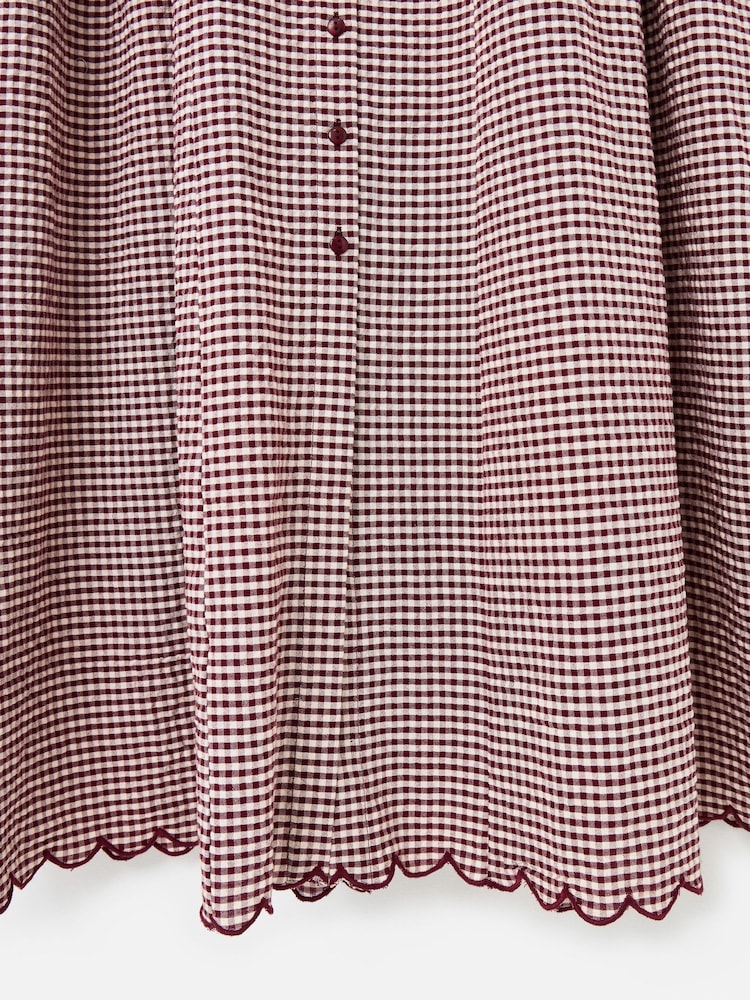 Oliver Bonas Red Gingham Button Up V-Neck Midi Dress - Image 7 of 7 Oliver Bonas Red Gingham Button Up V-Neck Midi Dress - Image 7 of 7
