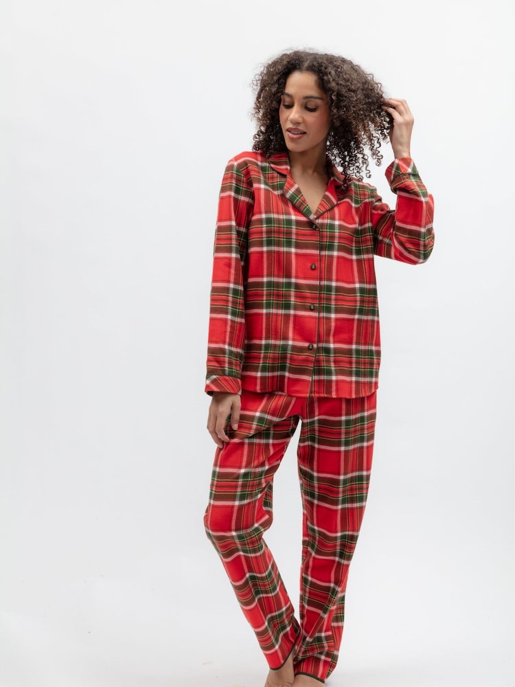 Cyberjammies Red Lightly Brushed Check Pyjamas Set - Image 2 of 4