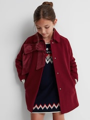 Reiss Red Valerie 4-9 yrs Wool Blend Bow Coat - Image 1 of 6