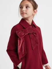 Reiss Red Valerie 4-9 yrs Wool Blend Bow Coat - Image 4 of 6