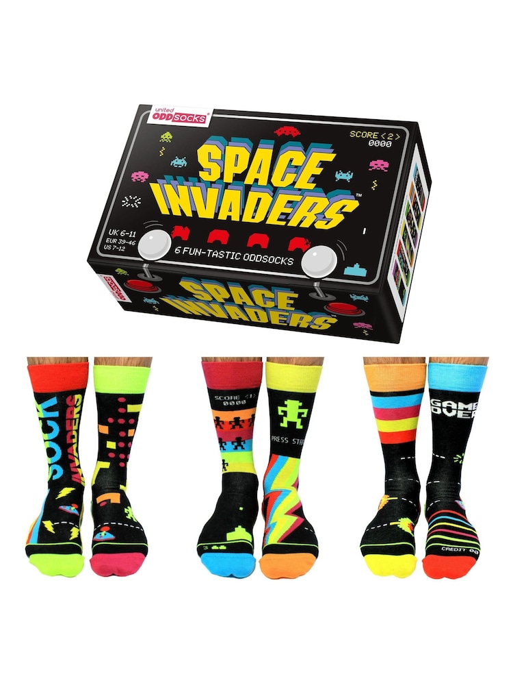 United Odd Socks Black Space Invaders Space Invaders Socks - Image 1 of 10