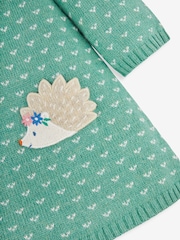 JoJo Maman Bébé Green Hedgehog Fair Isle Pattern Knitted Dress - Image 3 of 3