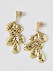 Oliver Bonas Gold Ida Hammered Multi Teardrop Drop Stud Earrings - Image 1 of 2