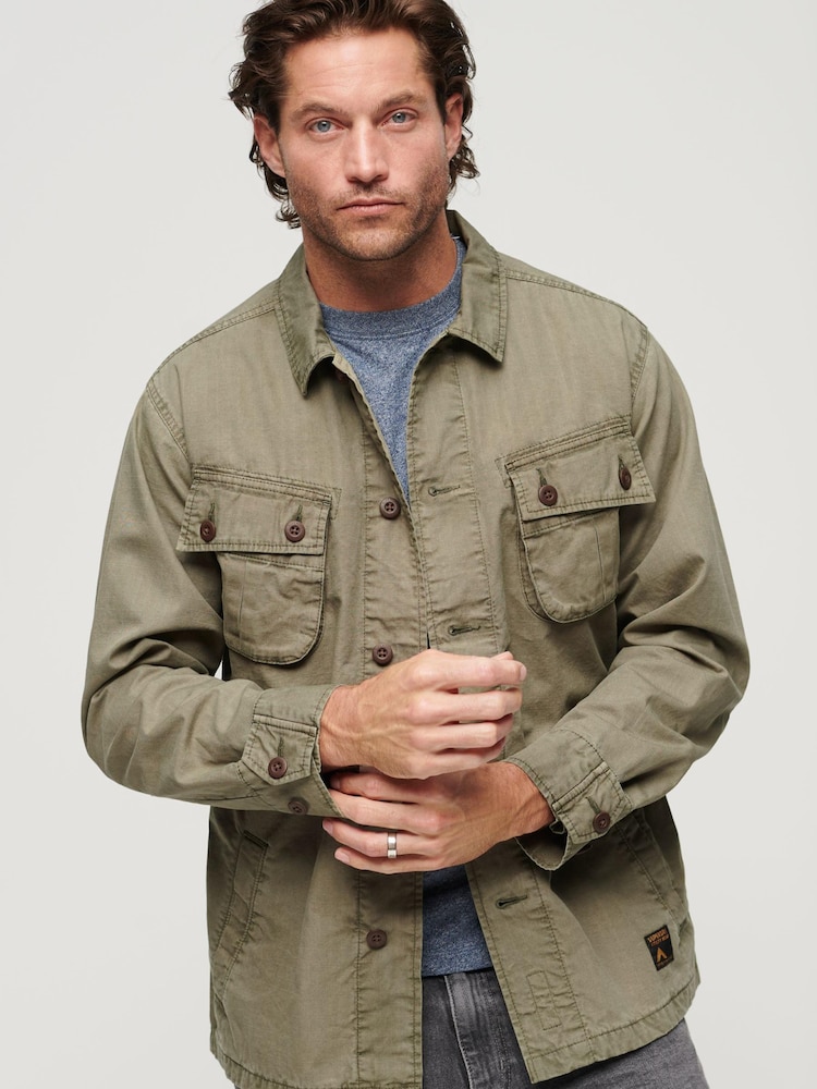 Superdry Green Military Overshirt Jacket - Image 1 of 6 Superdry Green Military Overshirt Jacket - Image 1 of 6