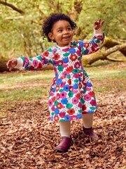 JoJo Maman Bébé Pink Girls' Bold Floral Sweat Dress - Image 1 of 4