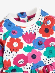 JoJo Maman Bébé Pink Girls' Bold Floral Sweat Dress - Image 4 of 4