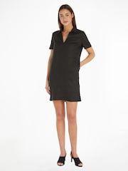 Calvin Klein Linen Short Sleeve Mini Black Dress - Image 1 of 3