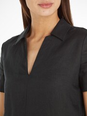 Calvin Klein Linen Short Sleeve Mini Black Dress - Image 2 of 3