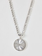 Oliver Bonas Silver Tone Maya Waterproof Etched Disc Pendant Necklace - Image 1 of 3