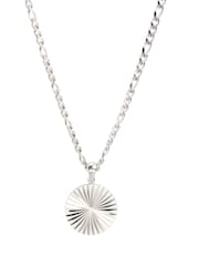 Oliver Bonas Silver Tone Maya Waterproof Etched Disc Pendant Necklace - Image 3 of 3