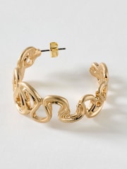 Oliver Bonas Gold Gladys Wavy Brushed Metal Hoop Earrings - Image 2 of 4