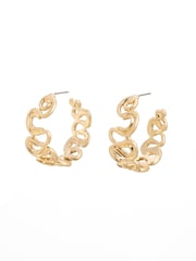 Oliver Bonas Gold Gladys Wavy Brushed Metal Hoop Earrings - Image 4 of 4