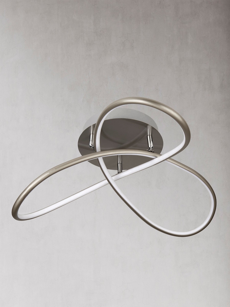 Searchlight Satin Silver Cebu Flush Ceiling Light - Image 1 of 3