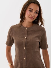 Threadbare Brown Corduroy Button Down Mini Dress - Image 5 of 5