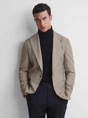 Reiss Black/Ivory Gown Slim Fit Single Breasted Dogtooth Blazer - Image 1 of 6