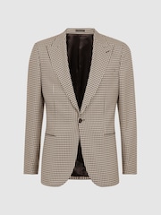Reiss Black/Ivory Gown Slim Fit Single Breasted Dogtooth Blazer - Image 2 of 6