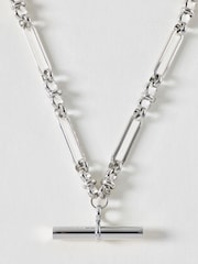 Oliver Bonas Silver Tone Toni Waterproof Long T-Bar Necklace - Image 1 of 3
