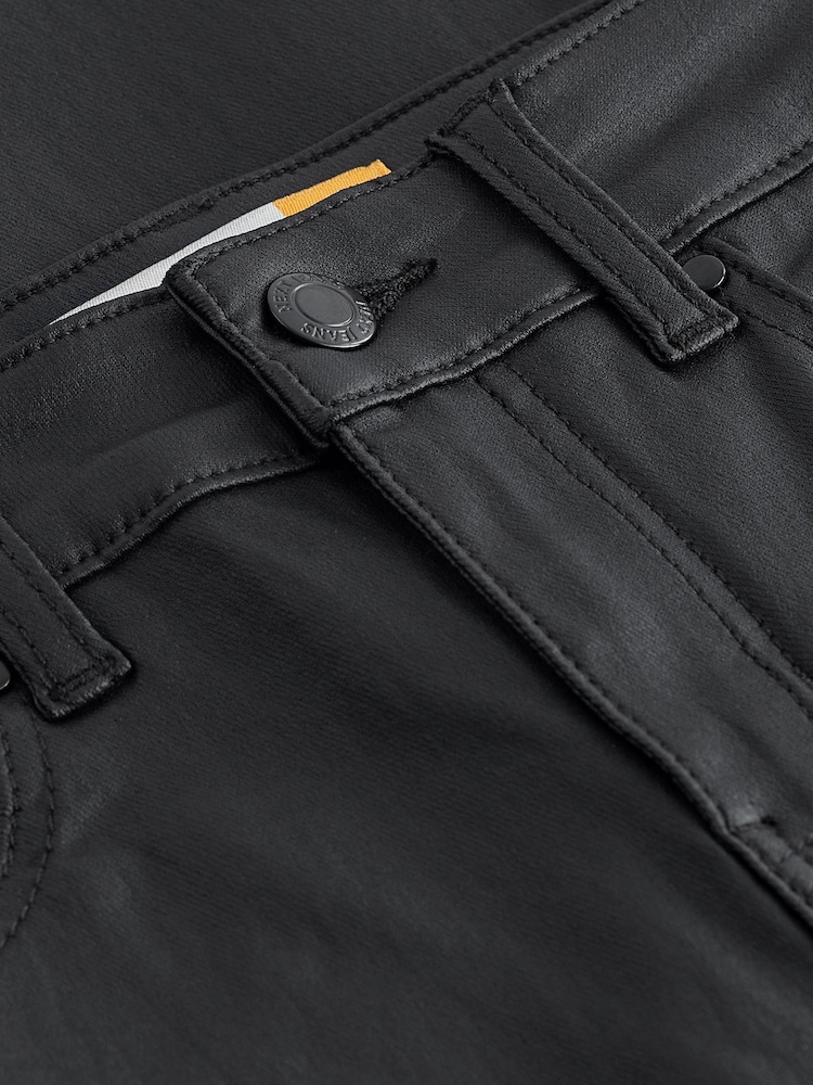 Black Coated Low Rise Bootcut Jeans - Image 7 of 7