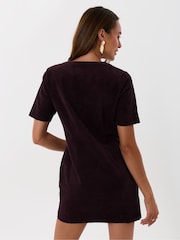 Threadbare Red Corduroy Button Down Mini Dress - Image 3 of 5