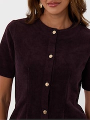 Threadbare Red Corduroy Button Down Mini Dress - Image 5 of 5